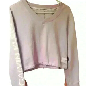 Calvi Klein Perfomance crop top crew neck lavender purple sz Med